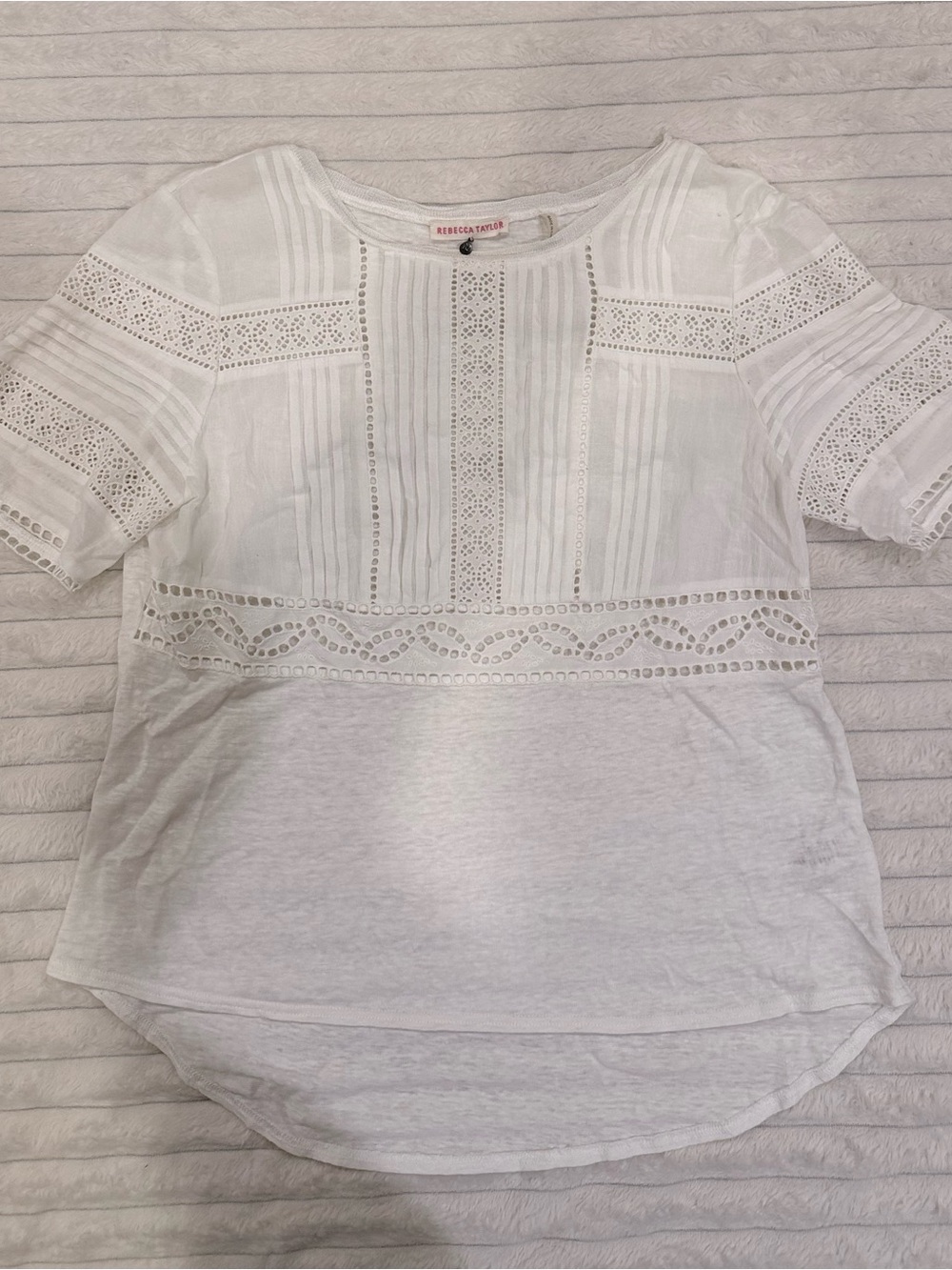 Rebecca Taylor White Eyelet Pintuck Blouse 🦢🦢🦢